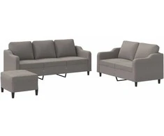 Sofa Sofos komplektas su pagalvėlėmis, 3 dalių, taupe, audinys