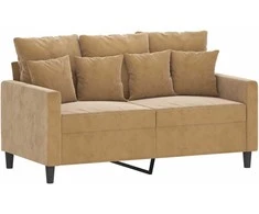 Sofa Sofos komplektas su pagalvėlėmis, 3 dalių, rudas, aksomas