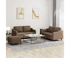 Sofa Sofos komplektas su pagalvėlėmis, 3 dalių, rudas, audinys