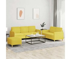 Sofa Sofos komplektas su pagalvėlėmis, 3 dalių, geltonas, audinys