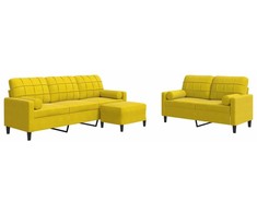 Sofa Sofos komplektas su pagalvėlėmis, 3 dalių, geltonas, aksomas