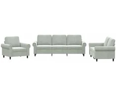 Sofa Sofos komplektas su pagalvėlėmis, 3 dalių, pilkas, aksomas
