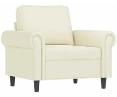 Sofa Sofos komplektas su pagalvėlėmis, 3 dalių, kreminis, aksomas