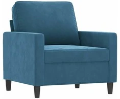 Sofa Sofos komplektas su pagalvėlėmis, 3 dalių, mėlynas, aksomas