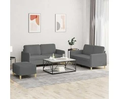 Sofa Sofos komplektas su pagalvėlėmis, 3 dalių, pilkas, audinys