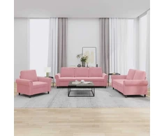 Sofa Sofos komplektas su pagalvėlėmis, 3 dalių, rožinis, aksomas