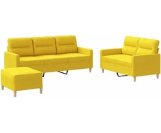 Sofa Sofos komplektas su pagalvėlėmis, 3 dalių, geltonas, audinys