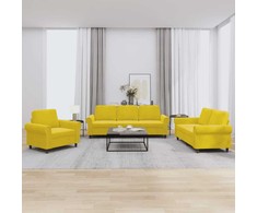 Sofa Sofos komplektas su pagalvėlėmis, 3 dalių, geltonas, aksomas