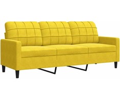 Sofa Sofos komplektas su pagalvėlėmis, 3 dalių, geltonas, aksomas