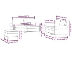 Sofa Sofos komplektas su pagalvėlėmis, 3 dalių, rožinis, aksomas