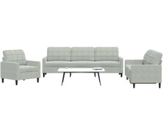 Sofa Sofos komplektas su pagalvėlėmis, 3 dalių, pilkas, aksomas