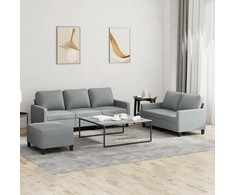 Sofa Sofos komplektas su pagalvėlėmis, 3 dalių, pilkas, audinys