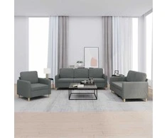 Sofa Sofos komplektas su pagalvėlėmis, 3 dalių, pilkas, audinys