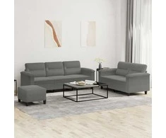 Sofa Sofos komplektas su pagalvėlėmis, 3 dalių, pilkas, audinys