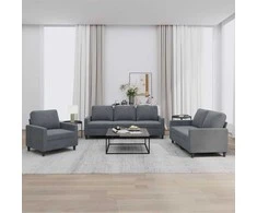 Sofa Sofos komplektas su pagalvėlėmis, 3 dalių, pilkas, aksomas
