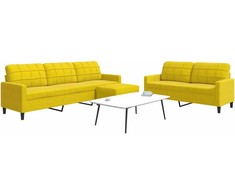 Sofa Sofos komplektas su pagalvėlėmis, 3 dalių, geltonas, aksomas