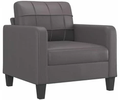 Sofa Sofos komplektas su pagalvėlėmis, 3 dalių, pilkas, dirbtinė oda