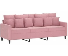 Sofa Sofos komplektas su pagalvėlėmis, 3 dalių, rožinis, aksomas