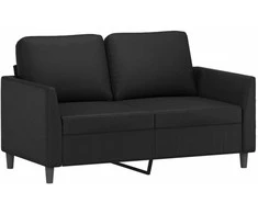 Sofa Sofos komplektas su pagalvėlėmis, 3 dalių, juodas, dirbtinė oda