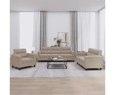 Sofa Sofos komplektas su pagalvėlėmis, 3 dalių, taupe, audinys
