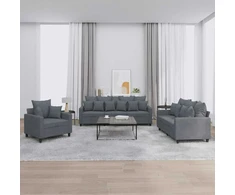Sofa Sofos komplektas su pagalvėlėmis, 3 dalių, pilkas, aksomas