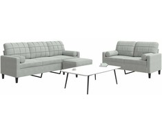 Sofa Sofos komplektas su pagalvėlėmis, 3 dalių, pilkas, aksomas