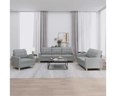 Sofa Sofos komplektas su pagalvėlėmis, 3 dalių, pilkas, audinys