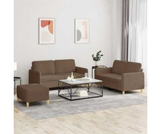 Sofa Sofos komplektas su pagalvėlėmis, 3 dalių, rudas, audinys