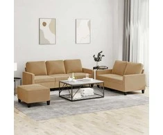 Sofa Sofos komplektas su pagalvėlėmis, 3 dalių, rudas, aksomas