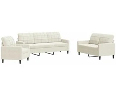 Sofa Sofos komplektas su pagalvėlėmis, 3 dalių, kreminis, aksomas