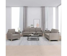 Sofa Sofos komplektas su pagalvėlėmis, 3 dalių, taupe, audinys