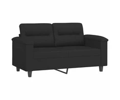 Sofa Sofos komplektas su pagalvėlėmis, 3 dalių, juodas, audinys