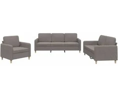 Sofa Sofos komplektas su pagalvėlėmis, 3 dalių, taupe, audinys