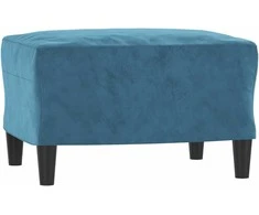 Sofa Sofos komplektas su pagalvėlėmis, 3 dalių, mėlynas, aksomas