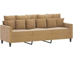 Sofa Sofos komplektas su pagalvėlėmis, 3 dalių, rudas, aksomas