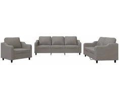 Sofa Sofos komplektas su pagalvėlėmis, 3 dalių, taupe, audinys