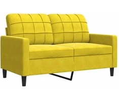 Sofa Sofos komplektas su pagalvėlėmis, 3 dalių, geltonas, aksomas