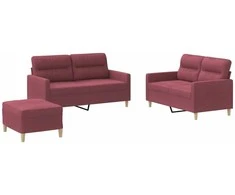 Sofa Sofos komplektas su pagalvėlėmis, 3 dalių, vyno, audinys