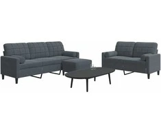 Sofa Sofos komplektas su pagalvėlėmis, 3 dalių, pilkas, aksomas