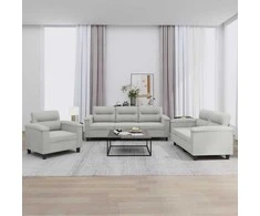 Sofa Sofos komplektas su pagalvėlėmis, 3 dalių, pilkas, audinys