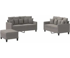 Sofa Sofos komplektas su pagalvėlėmis, 3 dalių, taupe, audinys