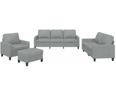 Sofa Sofos komplektas su pagalvėlėmis, 4 dalių, pilkas, audinys