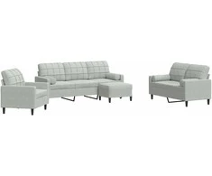 Sofa Sofos komplektas su pagalvėlėmis, 4 dalių, pilkas, aksomas