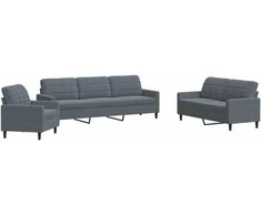 Sofa Sofos komplektas su pagalvėlėmis, 4 dalių, pilkas, aksomas