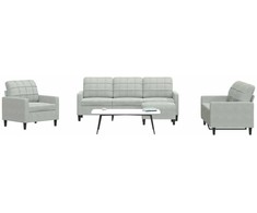 Sofa Sofos komplektas su pagalvėlėmis, 4 dalių, pilkas, aksomas