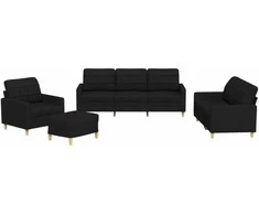 Sofa Sofos komplektas su pagalvėlėmis, 4 dalių, juodas, audinys