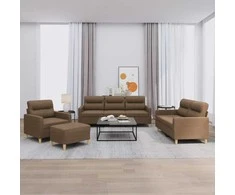 Sofa Sofos komplektas su pagalvėlėmis, 4 dalių, rudas, audinys