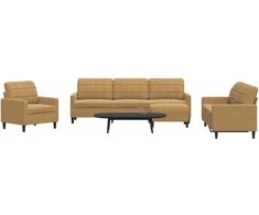 Sofa Sofos komplektas su pagalvėlėmis, 4 dalių, rudas, aksomas
