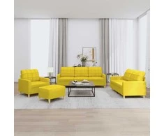 Sofa Sofos komplektas su pagalvėlėmis, 4 dalių, geltonas, audinys