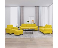 Sofa Sofos komplektas su pagalvėlėmis, 4 dalių, geltonas, aksomas